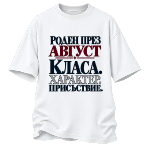 Роден през Август върху Овърсайз — Бяло