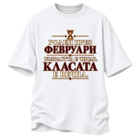 Роден през Февруари върху Овърсайз — Бяло
