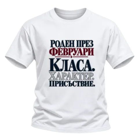 Роден през февруари върху Тениска — Бяло