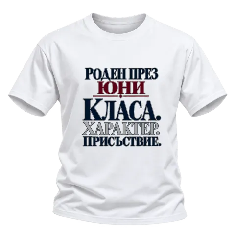 Роден през Юни с класа върху Тениска — Бяло