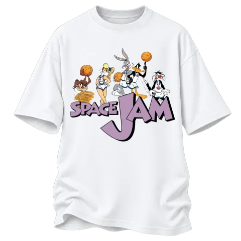 Space Jam баскетбол върху Овърсайз — Бяло