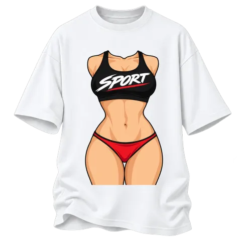 Спортна фигура SPORT върху Овърсайз — Бяло