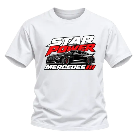 Star Power Mercedes върху Тениска — Бяло