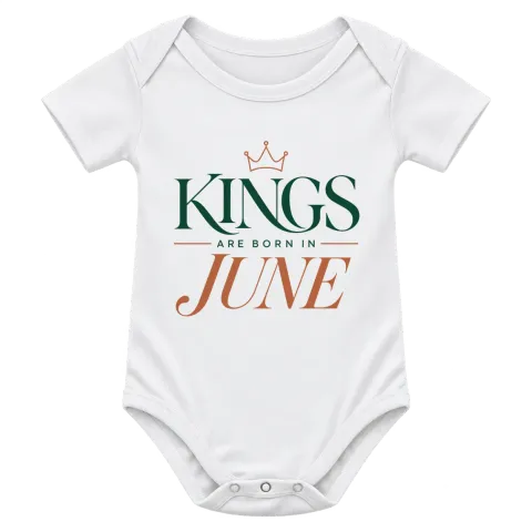 THE KINGS ARE BORN IN JUNE върху Боди — Бяло