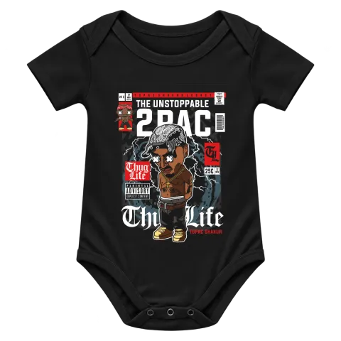 THE UNSTOPPABLE 2PAC Tupac Thug Life върху Боди — Черно