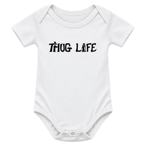 THUG LIFE 2Pac Tattoo върху Боди — Бяло