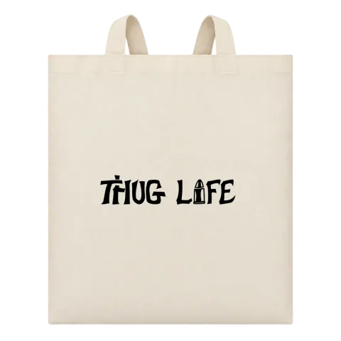 THUG LIFE 2Pac Tattoo върху Чанта — Бежово