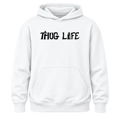 THUG LIFE 2Pac Tattoo върху Худи — Бяло