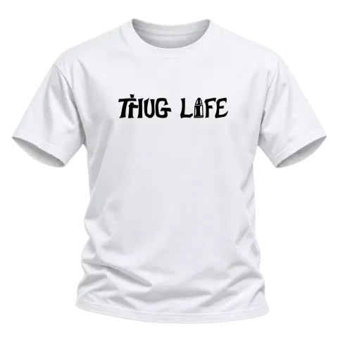 THUG LIFE 2Pac Tattoo върху Тениска — Бяло