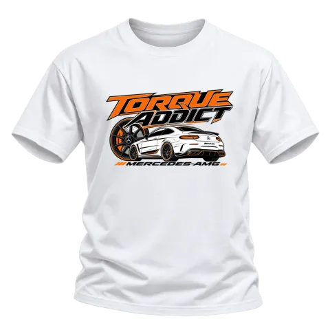 Torque Addict Mercedes AMG върху Тениска — Бяло