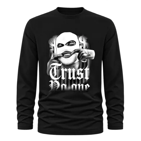 Trust No One върху Тениска с дълъг ръкав — Черно
