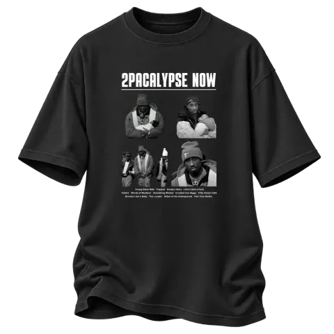 Tupac 2Pac 2Pacalypse Now върху Овърсайз — Черно