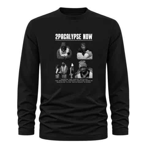 Tupac 2Pac 2Pacalypse Now върху Тениска с дълъг ръкав — Черно