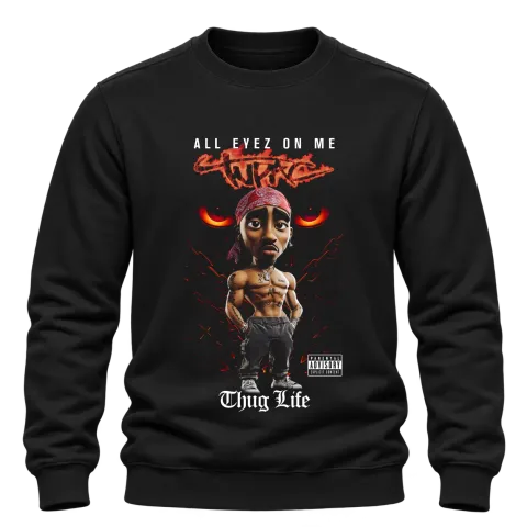Tupac 2Pac Thug Life 3D върху Блуза — Черно