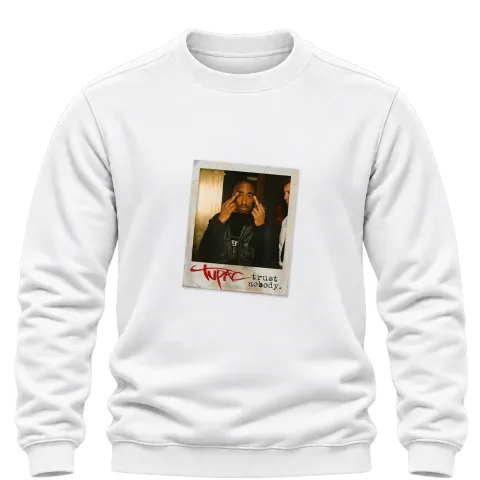 Tupac 2Pac Trust Nobody върху Блуза — Бяло
