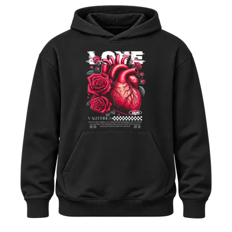 Valentine's Love върху Худи — Черно