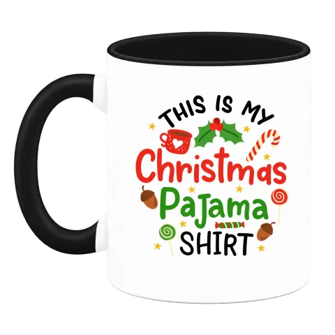 Коледа Christmas Pajama върху Чаша — Черна