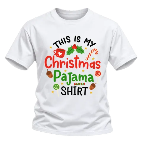 Коледа Christmas Pajama върху Тениска — Бяло