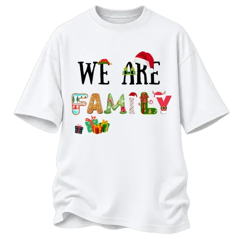 We are Family Коледно настроение върху Овърсайз — Бяло