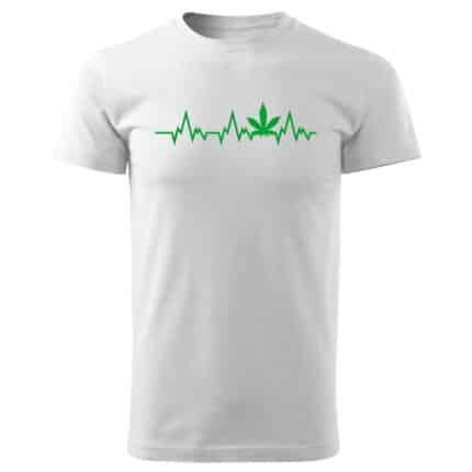 0713 Cannabis Heartbeat Weed Pot Stoner Kush Marijuana Ganja Gift T-Shirt bqla