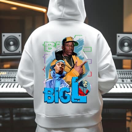 Бяло Худи Big L отзад